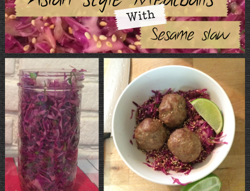 Asian Style Meatballs with Sesame Slaw
